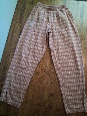 Vintage 80s Chefwear brown Plaid Print Pants Unisex Cotton M